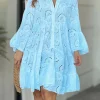 Hollow Out Flowy Green Dresses - Image 5