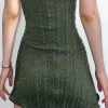 Knitted Halter Mini Green Dress - Image 4