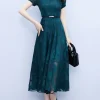 Elegant A-line Green Dress - Image 3