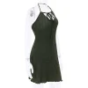Knitted Halter Mini Green Dress - Image 6