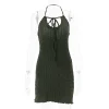 Knitted Halter Mini Green Dress - Image 5