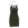 Knitted Halter Mini Green Dress - Image 7