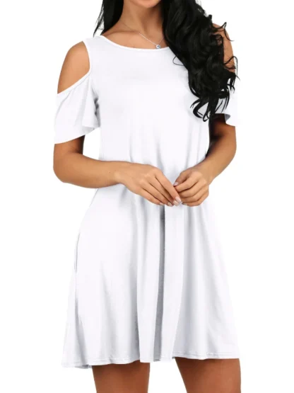 Cold-shoulder Mini Green Dresses - Image 5