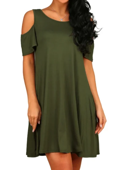 Cold-shoulder Mini Green Dresses