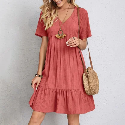 Casual V-neck Green Dresses - Image 4