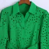 Eyelet Waist Tie Green Dress - Image 4