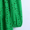 Eyelet Waist Tie Green Dress - Image 5