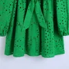 Eyelet Waist Tie Green Dress - Image 6