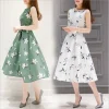 Sleeveless Floral Green Dress - Image 2