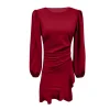 Long Sleeve O-neck Green Dresses - Image 5