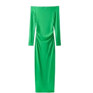 Off-shoulder Bodycon Green Dress