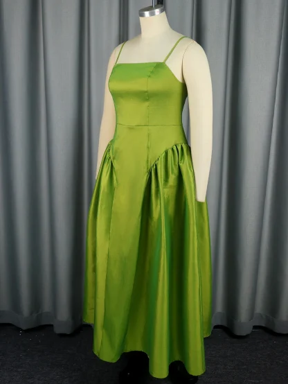 A-line Elegant Green Dress - Image 3