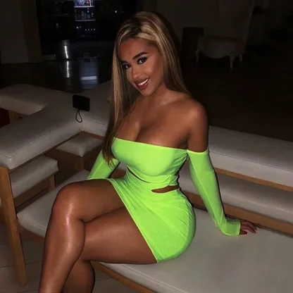 Sexy Cutout Bodycon Green Dress - Image 2