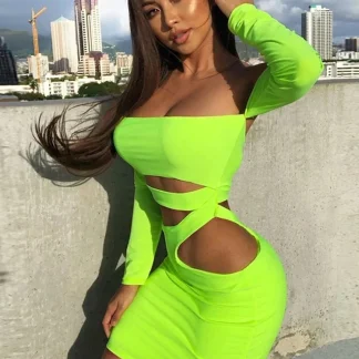 Sexy Cutout Bodycon Green Dress