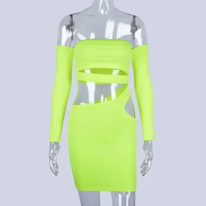 Sexy Cutout Bodycon Green Dress - Image 5